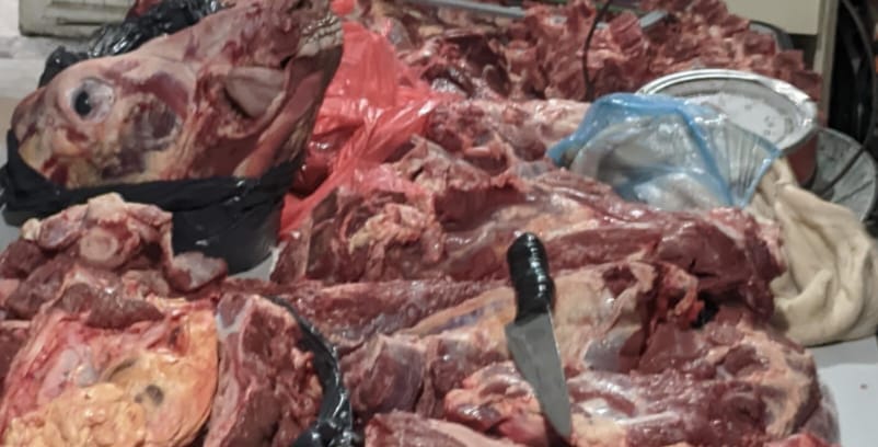 Secuestraron 80 kilos de carne faenada en un operativo en Vallecito