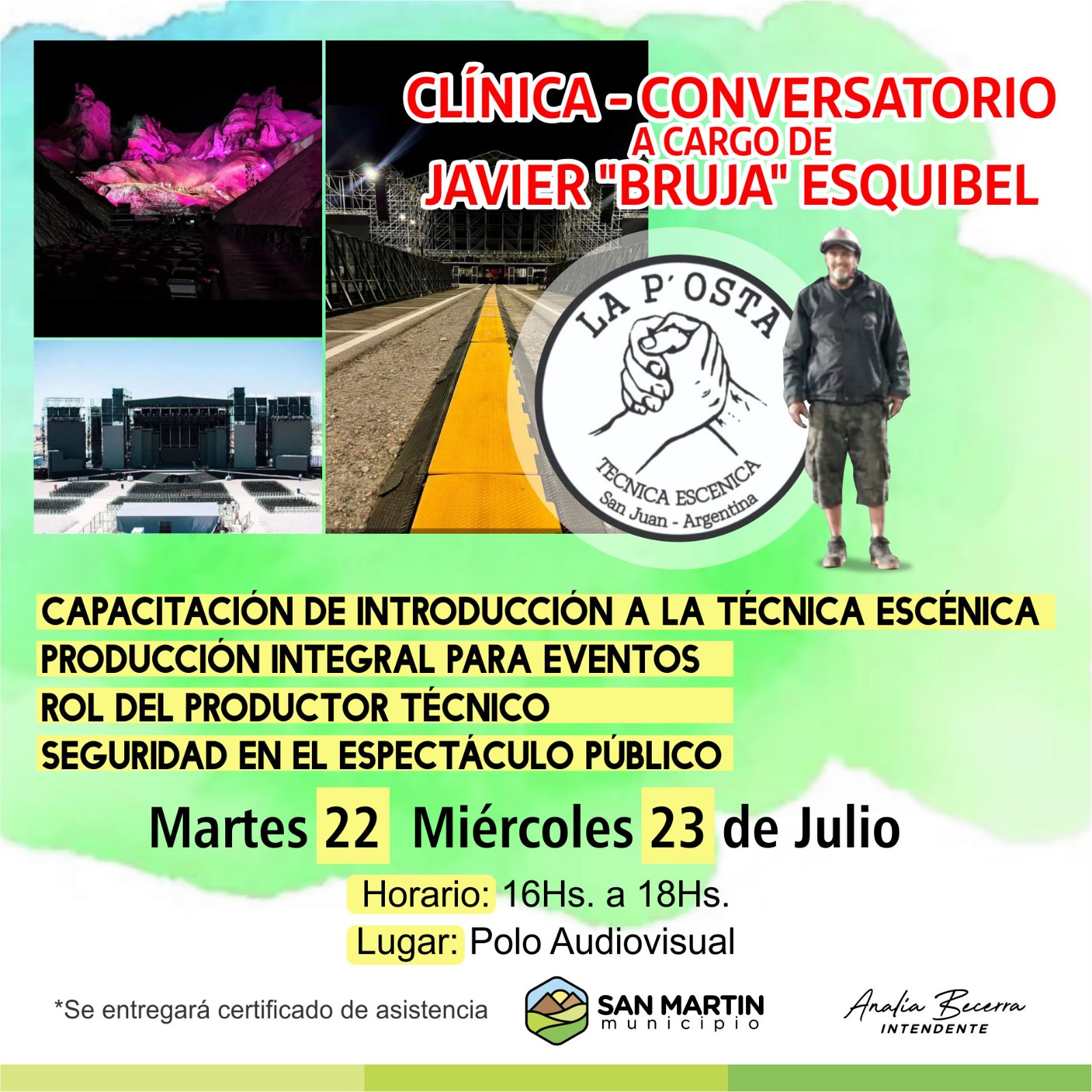 Llega a San Martín una capacitación gratuita sobre técnica escénica y producción de eventos