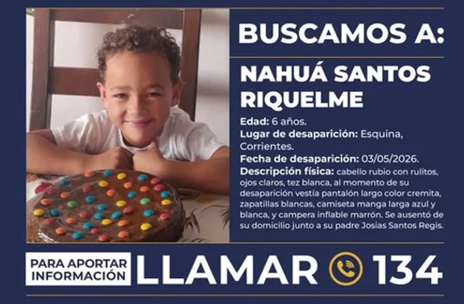 Alerta Sofía por un niño de 6 años desaparecido en Corrientes