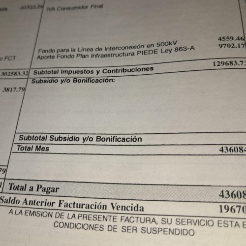 Molestia en los vecinos de 9 de Julio por los montos que llegaron de energía eléctrica, Medio millón de pesos y tiene solo 4 artefactos eléctricos