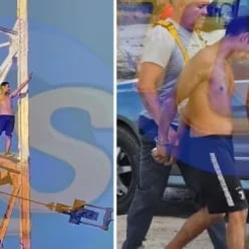 Subió a la antena más alta de la provincia