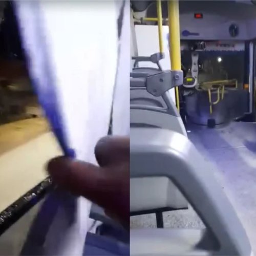 Un piedrazo rompió la ventanilla de un colectivo en Caucete