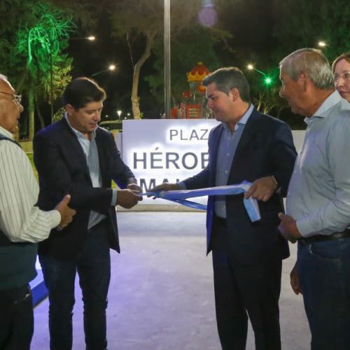 Orrego participó de la inauguración de la renovación integral de la Plaza Héroes de Malvinas en Santa Lucía