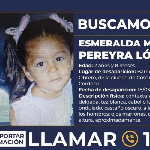 Alerta Sofía por Esmeralda Marisa Pereyra López, de 2 años, desaparecida en Córdoba