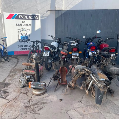 allanamientos en Caucete: secuestraron 10 motos adulteradas y desarticularon un taller clandestino