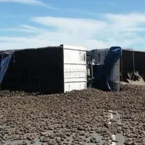 Accidente en El Encón: un camión se dio vuelta y perdió toda la carga