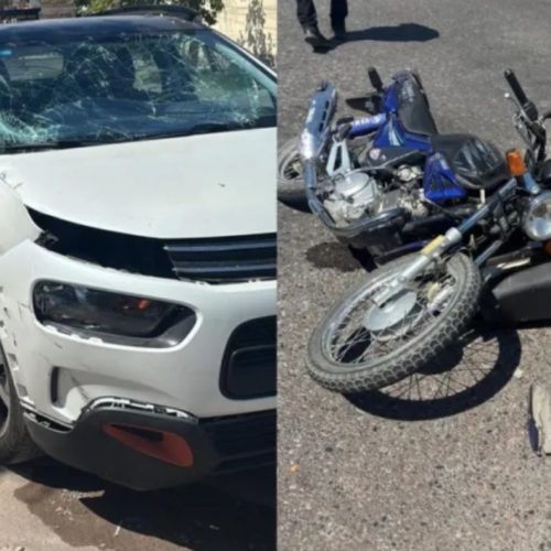 Triple choque entre dos motos y un auto: dos personas hospitalizadas