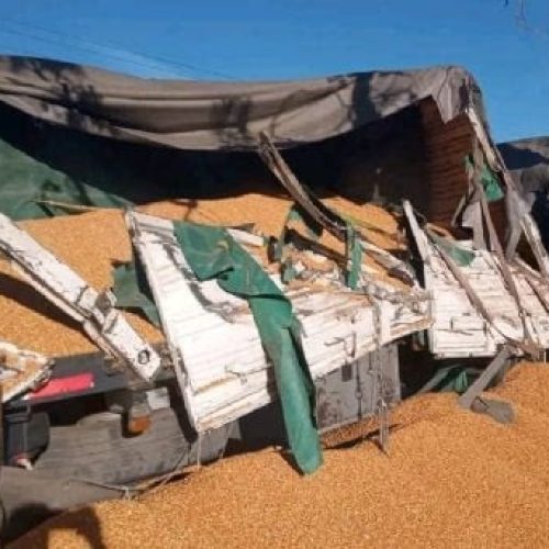 En San Martín, un camión perdió la carga de maíz